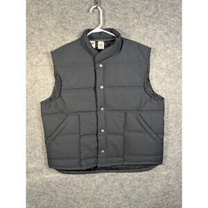 Unitog Mens XL Black Quilted Workwear Vest Snap Front Made in USA 96044 Vintage